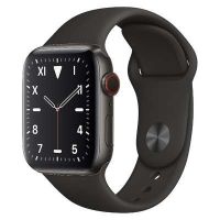 Apple Watch Series 5 GPS+Cellular Space Black Titanium 44MM Black Sport Band Good Condition